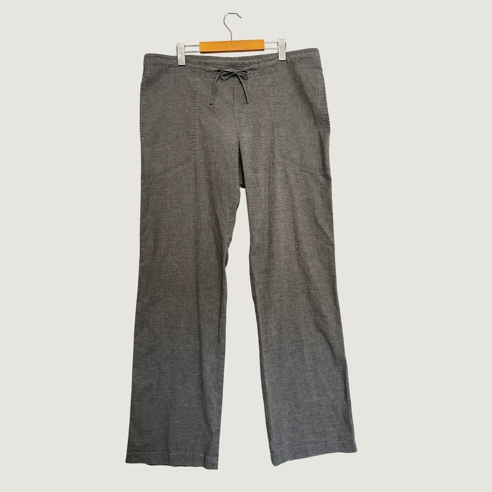Prana Sutra Hemp Blend Pants Gray Wide Leg Drawstring Yoga Lounge XL